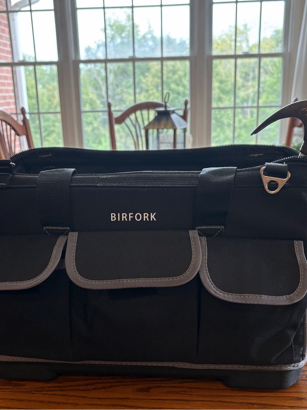 Black Men’s Duffel Tool Bag with Front Pockets